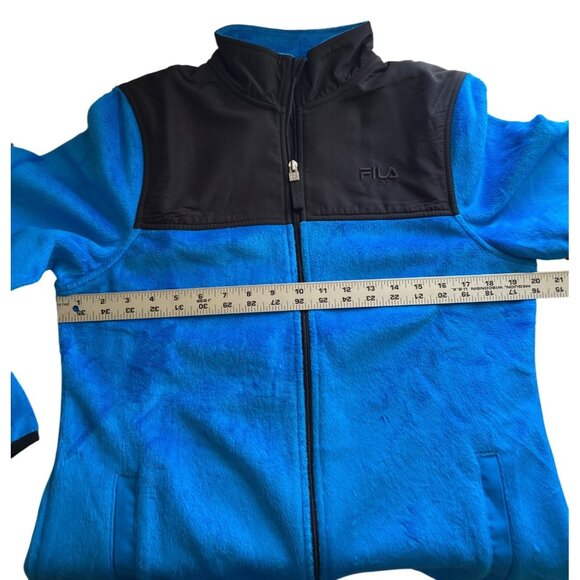 Fila Sport Womens Medium Full-Zip Fleece Jacket Blue & Black With Stand Collar - Picture 9 of 10